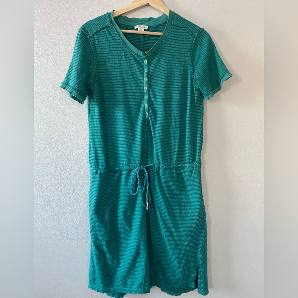Sundance Candace‎ Dress in Green Stripe Drawstring Waist 100% Cotton Women’s S